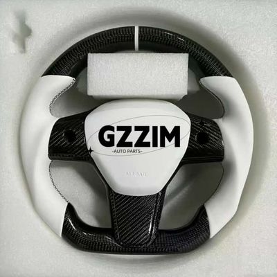Hot Selling Black & White Carbon Fiber Car Steering Wheel for Tesla Model 3 Model Y